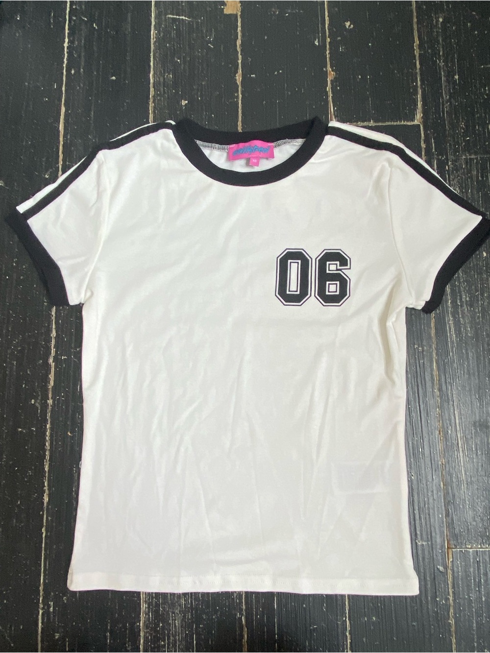 Edikted White & Black '06' Ringer Tee